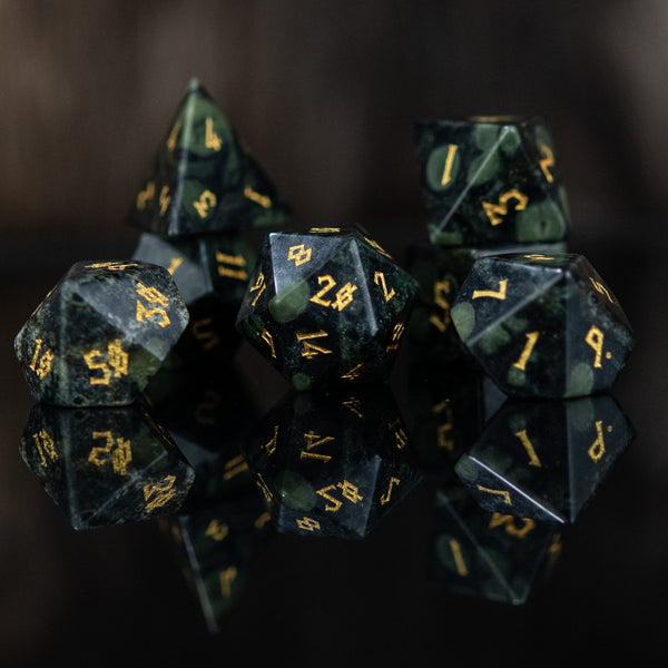 Kambaba Jasper Stone Dice Set by Misty Mountain Gaming