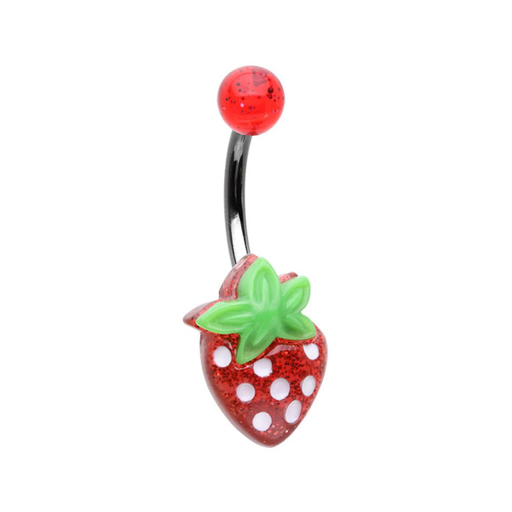 Kawaii Glitter Strawberry Belly Button Ring by Halftone