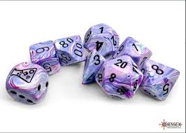 Lab Dice Festive Polyhedral Hydrangea /black 7-Die Set (with bonus die) by Chessex