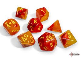 Lab Dice Festive Polyhedral Hydrangea Red/Yellow 7-Die Set (with bonus die) by Chessex