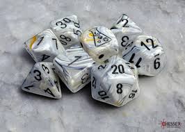 Lab Dice Marble Polyhedral Calcite /blue 7-Die Set (with bonus die) by Chessex