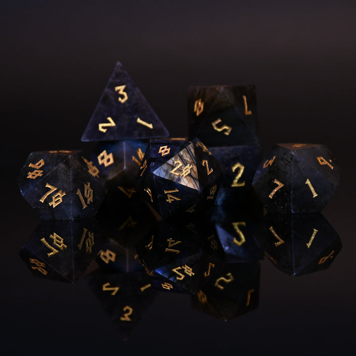 Labradorite "Moonstone" Stone Dice Set by Misty Mountain Gaming