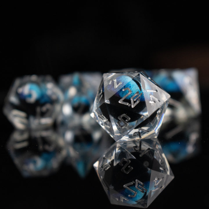 Legacy of Blue Eyes Liquid Core Dice Set - Silver by Misty Mountain Gaming