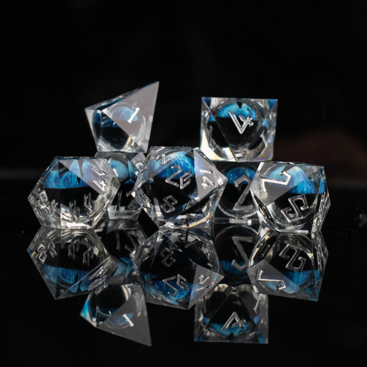 Legacy of Blue Eyes Liquid Core Dice Set - Silver by Misty Mountain Gaming