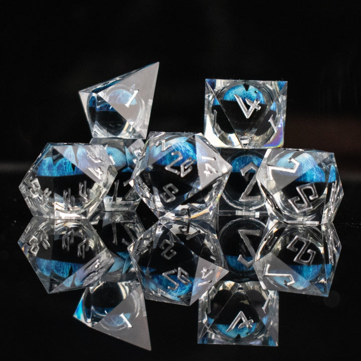 Legacy of Blue Eyes Liquid Core Dice Set - Silver by Misty Mountain Gaming