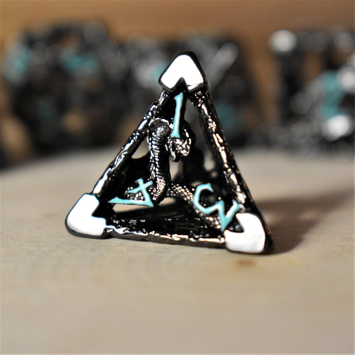 Legends of Valhalla - Black and Blue Hollow Metal Dice Set by Misty Mountain Gaming