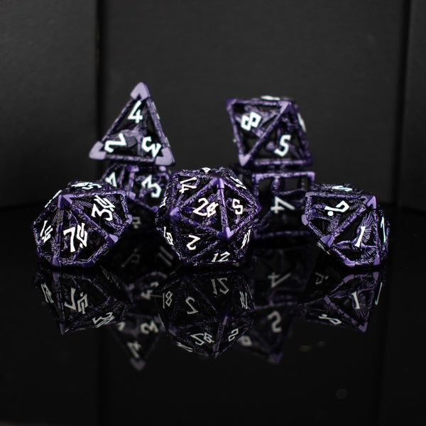 Legends of Valhalla - Purple Hollow Metal Dice Set by Misty Mountain Gaming