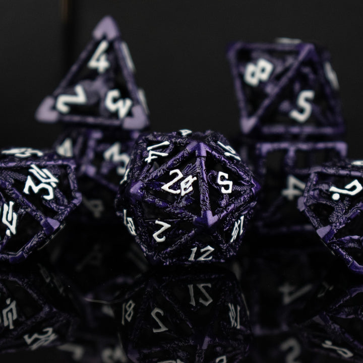 Legends of Valhalla - Purple Hollow Metal Dice Set by Misty Mountain Gaming