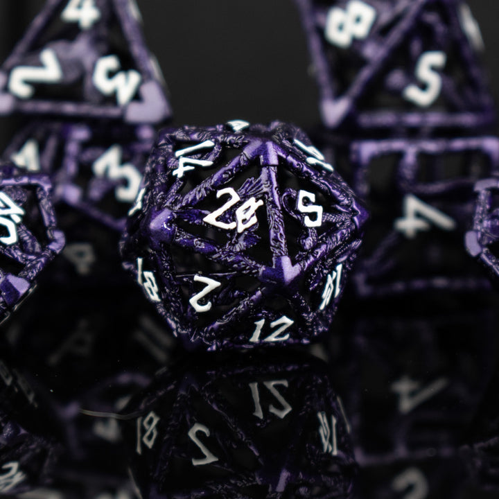 Legends of Valhalla - Purple Hollow Metal Dice Set by Misty Mountain Gaming