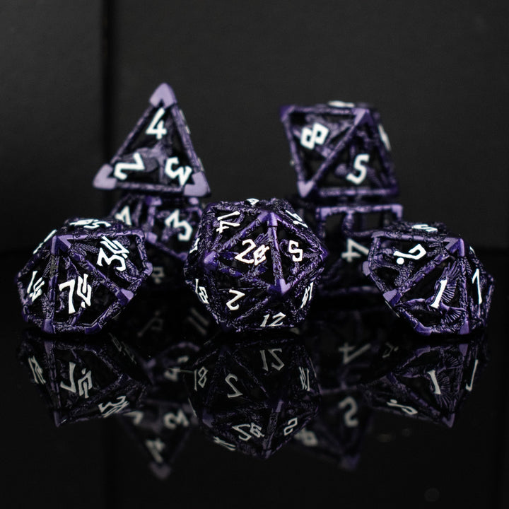 Legends of Valhalla - Purple Hollow Metal Dice Set by Misty Mountain Gaming