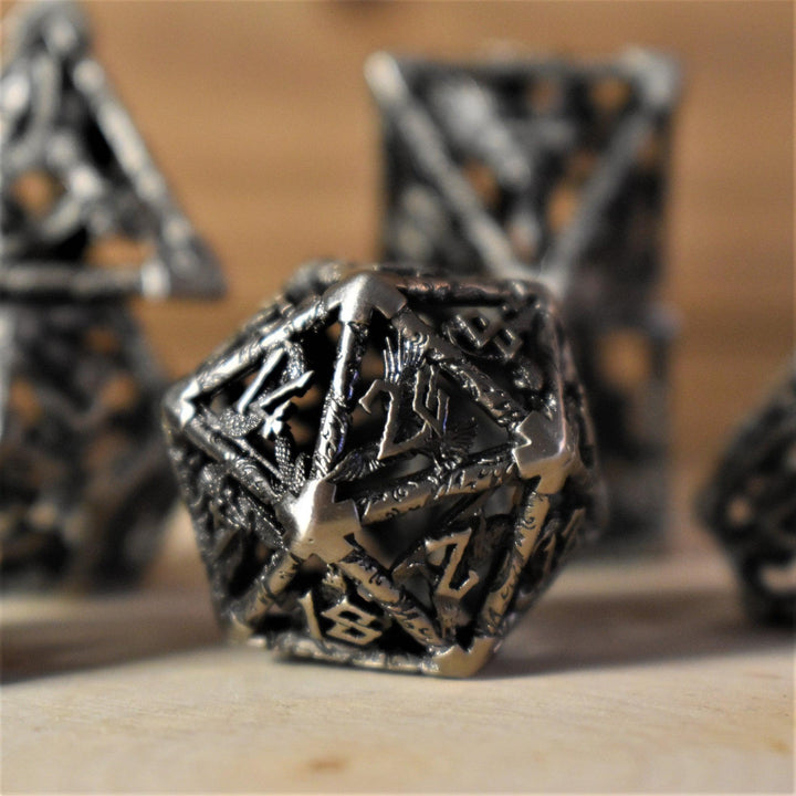 Legends of Valhalla - Silver Hollow Metal Dice Set by Misty Mountain Gaming