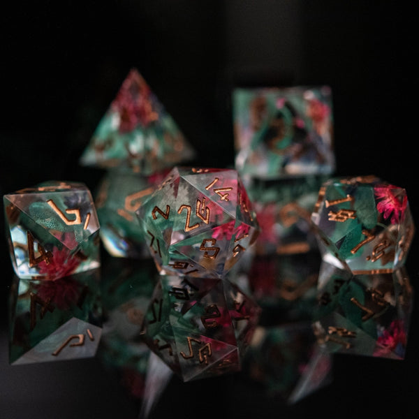 Lotus Blossom Sharp-Edged Resin Dice Set by Misty Mountain Gaming