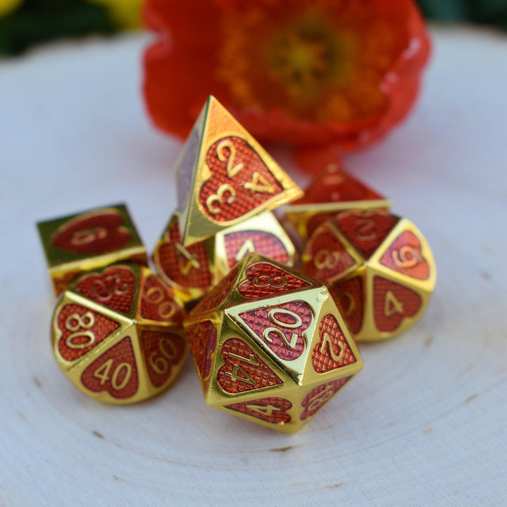 Lover's Heart Enamel Metal Dice Set by Misty Mountain Gaming