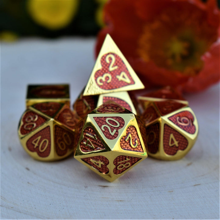 Lover's Heart Enamel Metal Dice Set by Misty Mountain Gaming