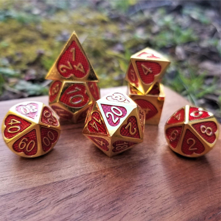 Lover's Heart Enamel Metal Dice Set by Misty Mountain Gaming