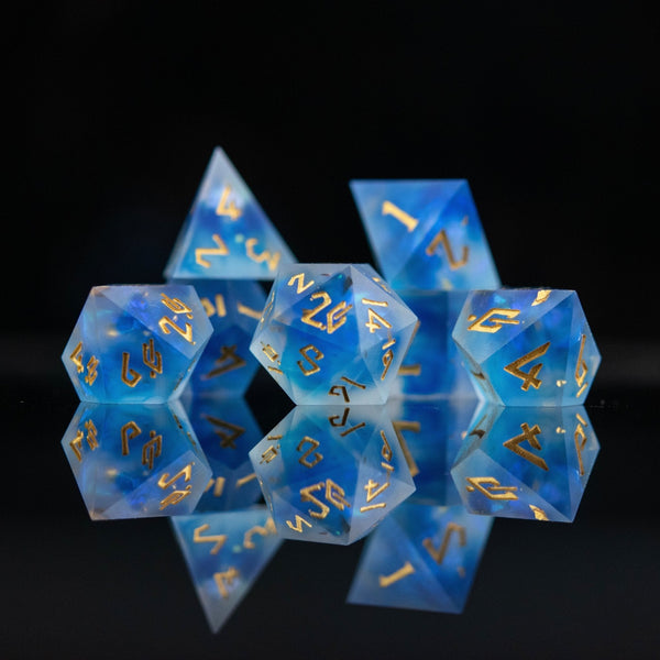 Lunar Veil Sharp-Edged Resin Dice Set by Misty Mountain Gaming