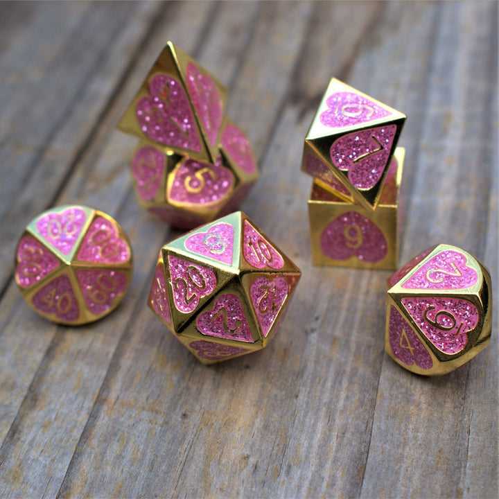 Maiden Lillian's Heart Metal Dice Set by Misty Mountain Gaming