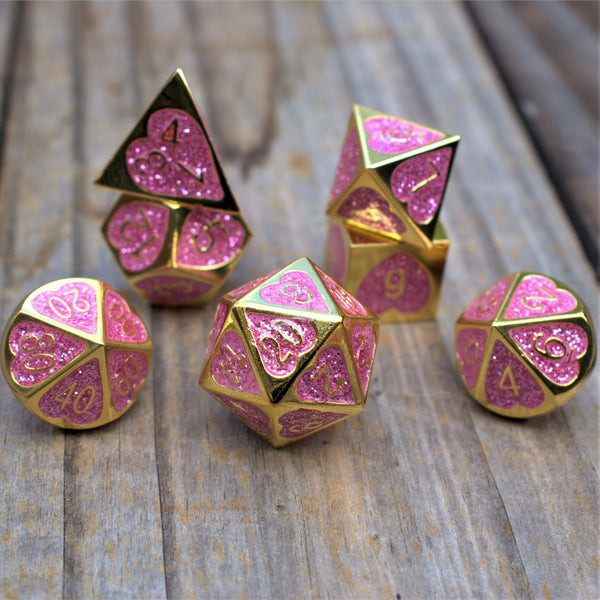 Maiden Lillian's Heart Metal Dice Set by Misty Mountain Gaming