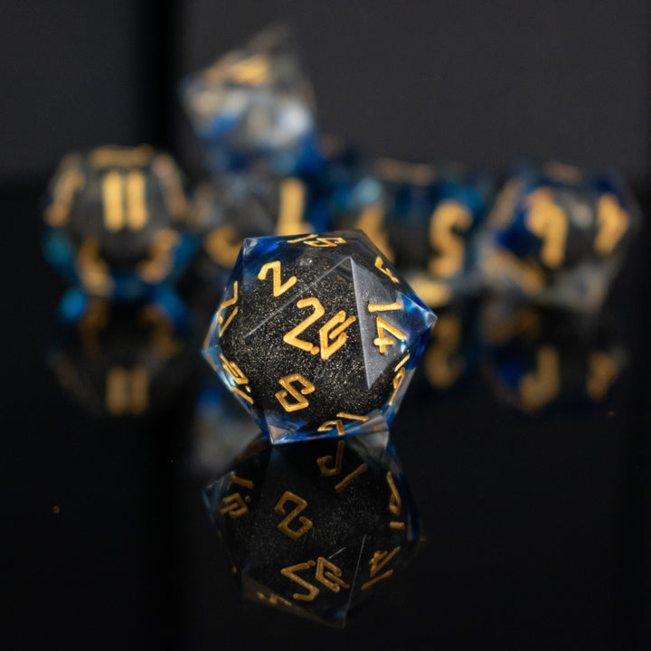 Midnight Sky Liquid Core Dice Set by Misty Mountain Gaming