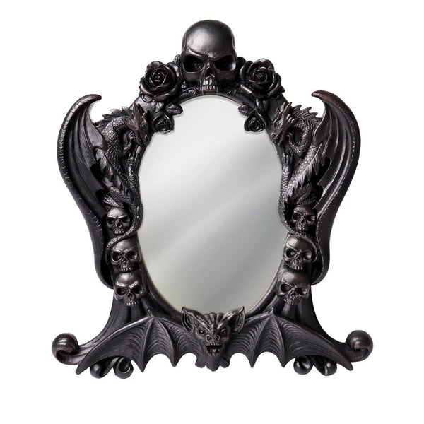 Nosferatu Skull Frame Mirror, Black by Alchemy of England