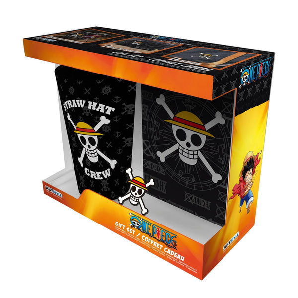 One Piece Straw Hat Jolly Roger Crew Mug Notepad Pin Gift Set by Abysse