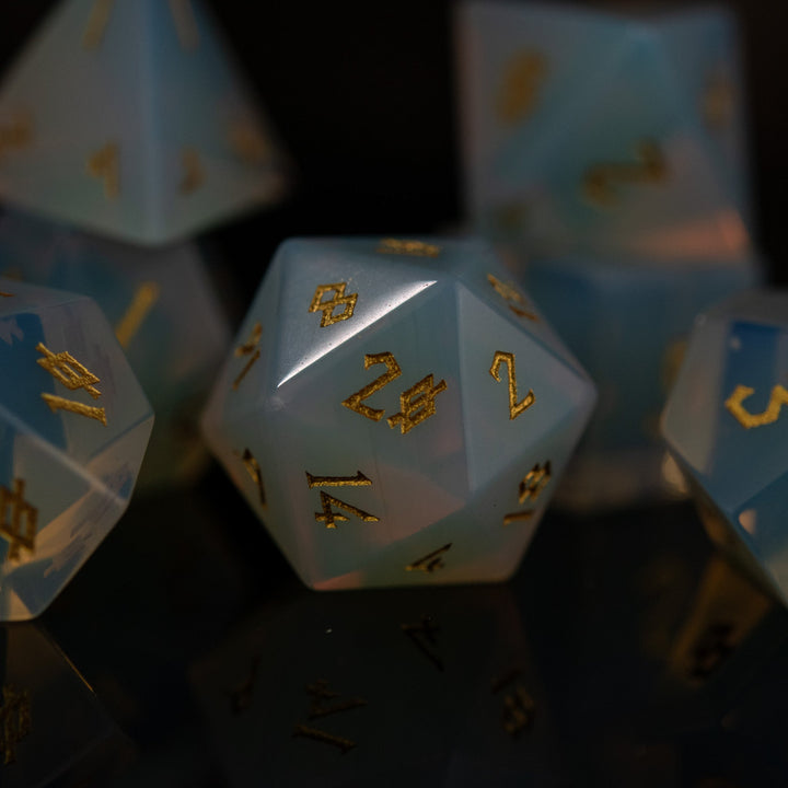 Opalite Stone Dice Set by Misty Mountain Gaming