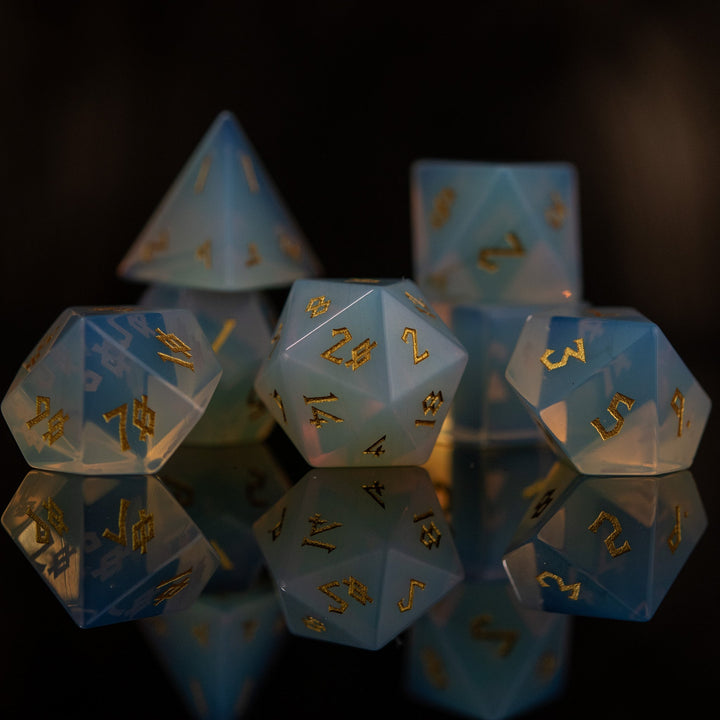 Opalite Stone Dice Set by Misty Mountain Gaming