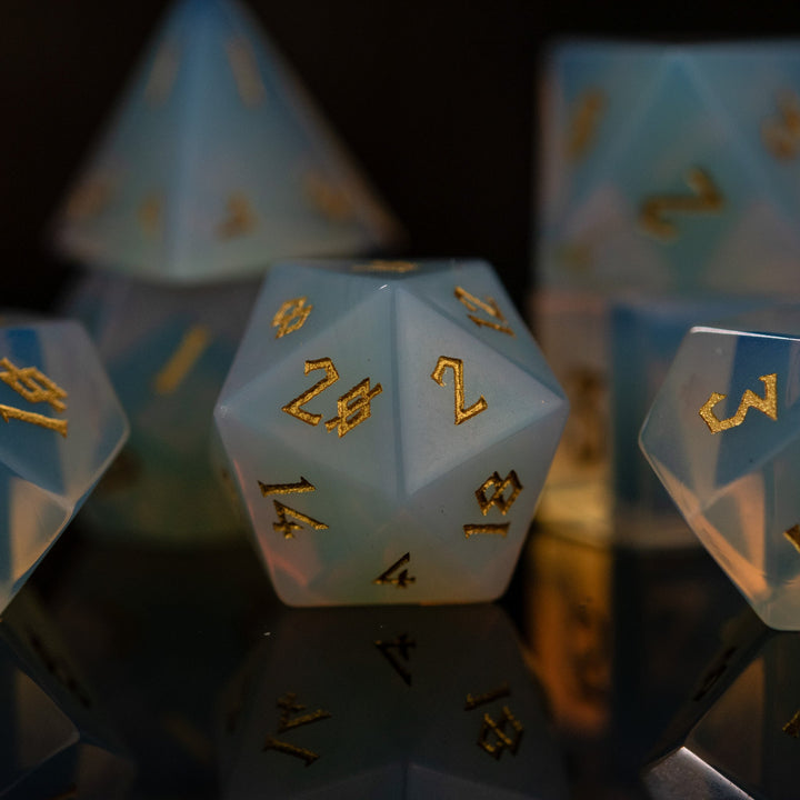 Opalite Stone Dice Set by Misty Mountain Gaming