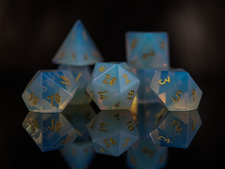 Opalite Stone Dice Set by Misty Mountain Gaming