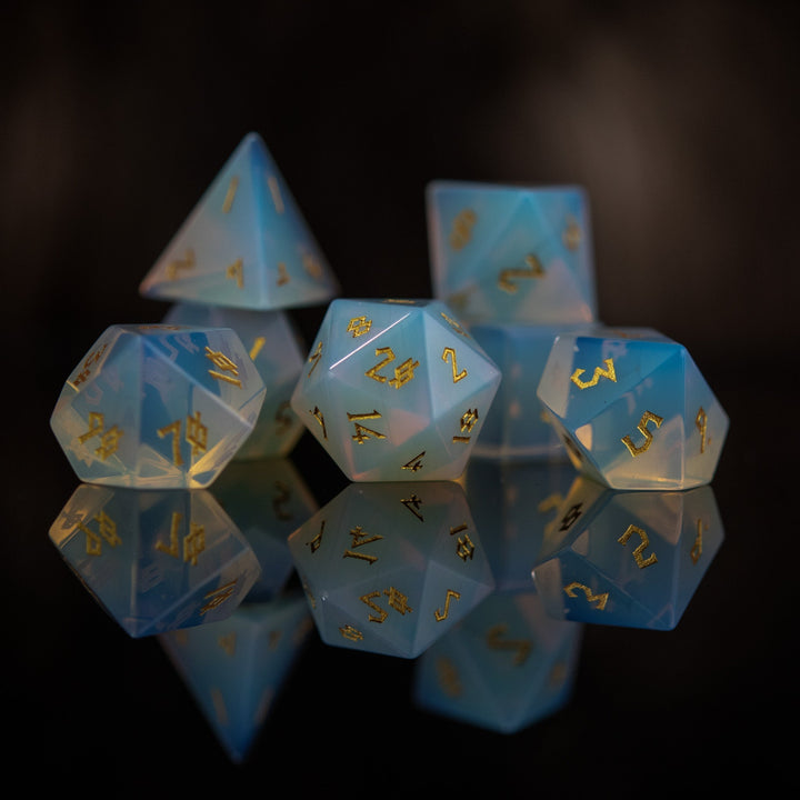 Opalite Stone Dice Set by Misty Mountain Gaming