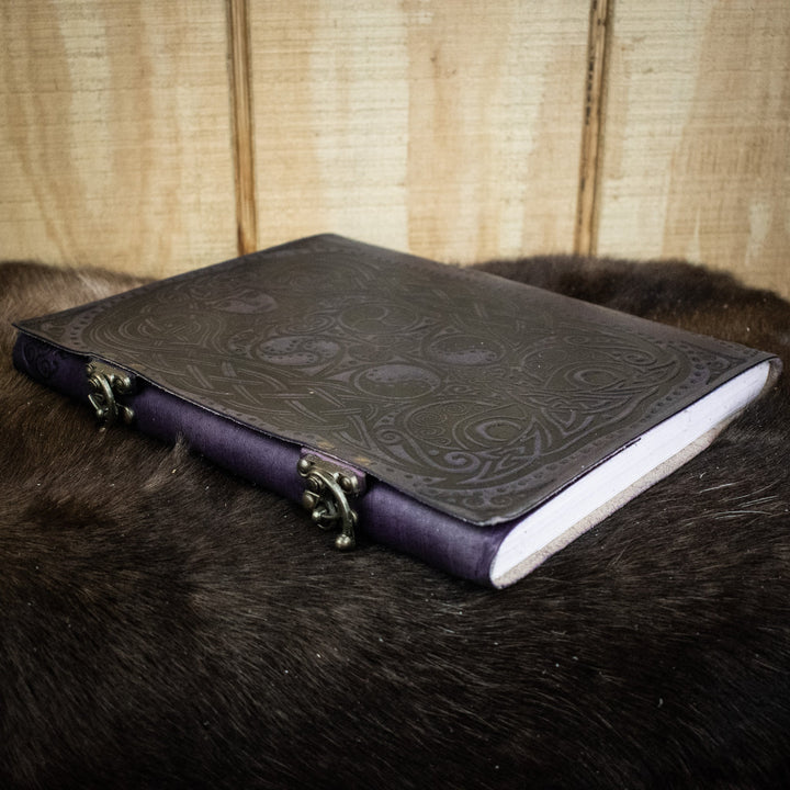 "Owl - Lady of the Forest" Purple Leather Sketchbook by Misty Mountain Gaming