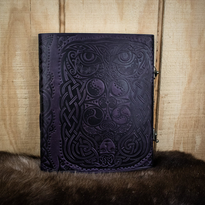 "Owl - Lady of the Forest" Purple Leather Sketchbook by Misty Mountain Gaming