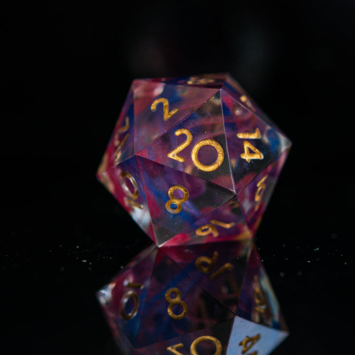 Plasma Gold Sharp-Edged Resin Dice Set by Misty Mountain Gaming