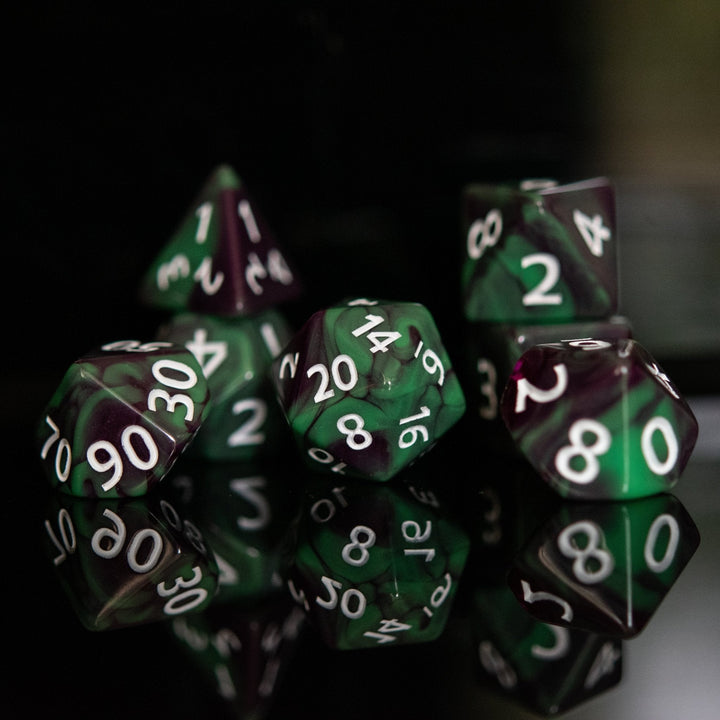 Poison Apple Acrylic Dice Set by Misty Mountain Gaming