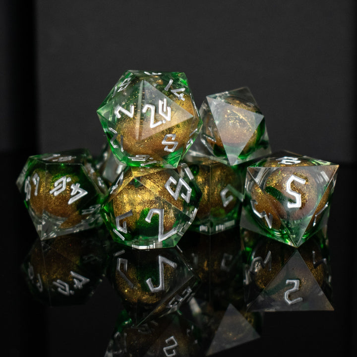 Pot O' Gold Liquid Core Dice Set by Misty Mountain Gaming