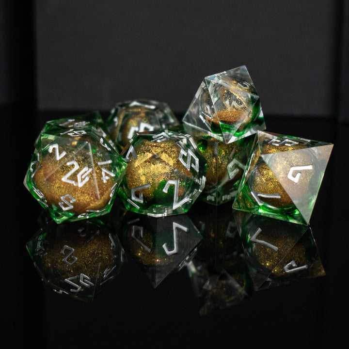 Pot O' Gold Liquid Core Dice Set by Misty Mountain Gaming