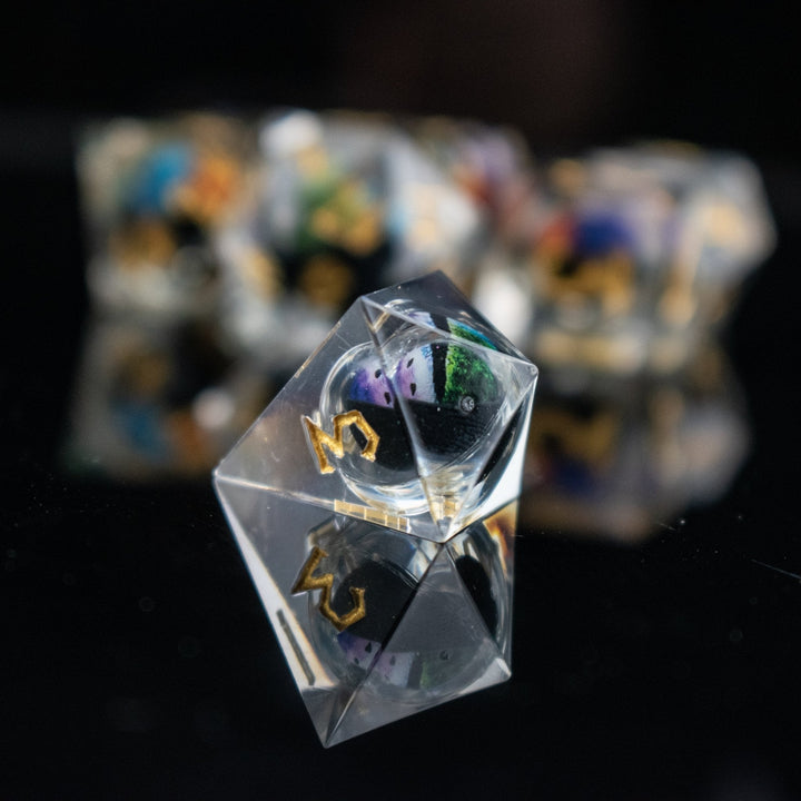 Rainbow Dragon Liquid Core Dice Set by Misty Mountain Gaming