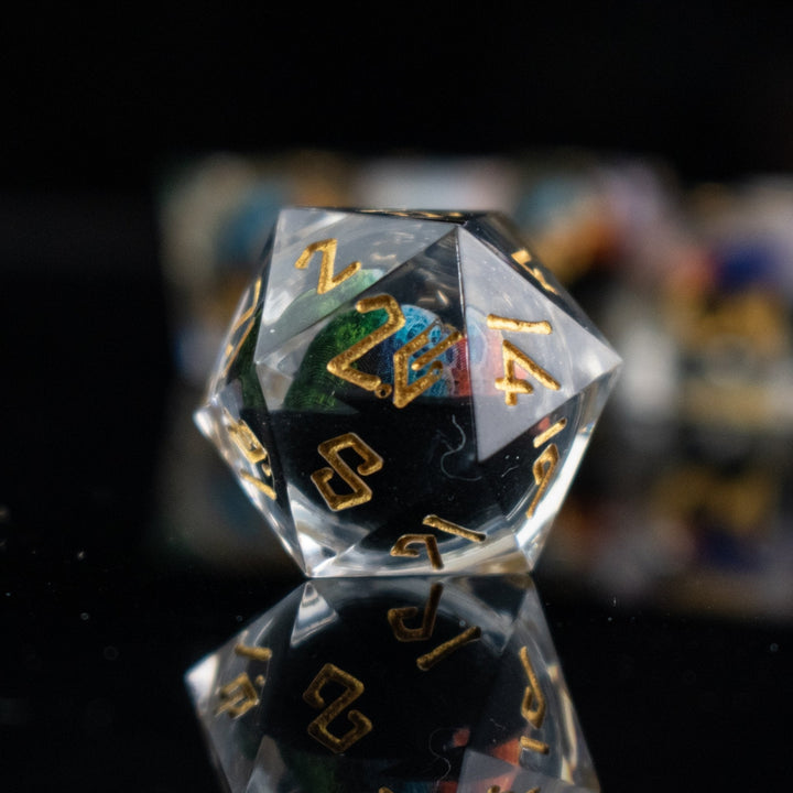 Rainbow Dragon Liquid Core Dice Set by Misty Mountain Gaming