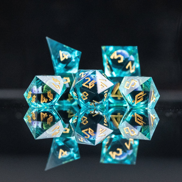 Rainbow Sea Dragon Liquid Core Dice Set by Misty Mountain Gaming