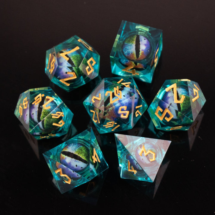 Rainbow Sea Dragon Liquid Core Dice Set by Misty Mountain Gaming