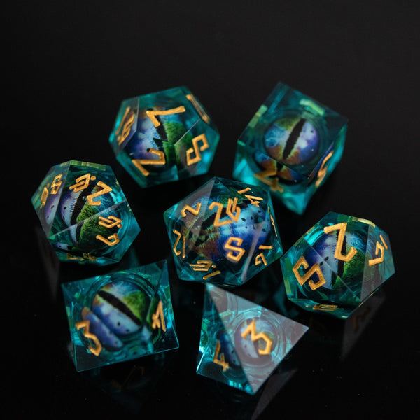 Rainbow Sea Dragon Liquid Core Dice Set by Misty Mountain Gaming