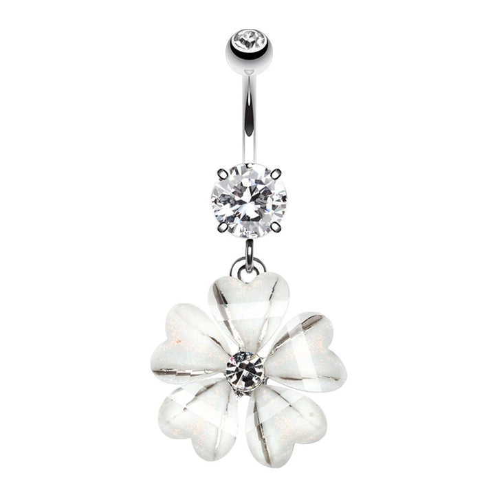 Sakura Heart Clear Petal Belly Button Ring by Halftone