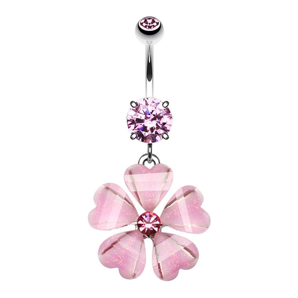 Sakura Heart Pink Petal Belly Button Ring by Halftone