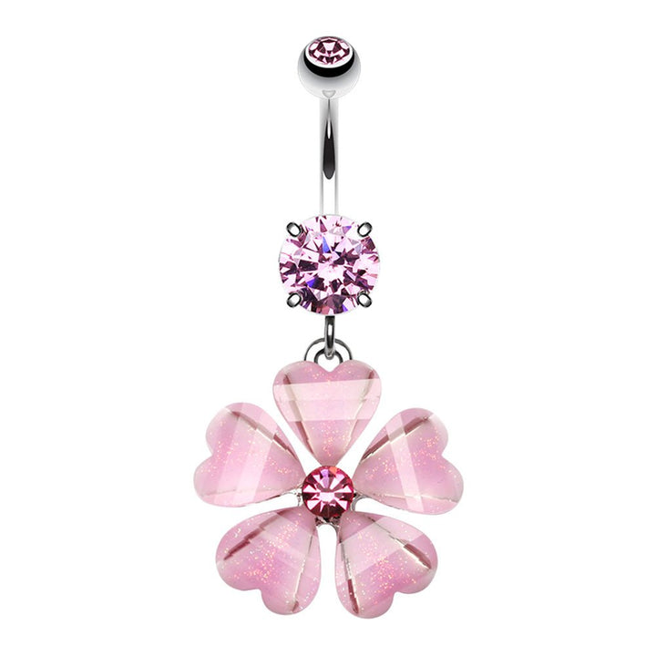 Sakura Heart Pink Petal Belly Button Ring by Halftone