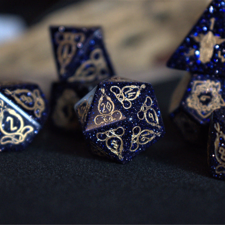 Serpent of Midgard Blue Sandstone Dice Set by Misty Mountain Gaming