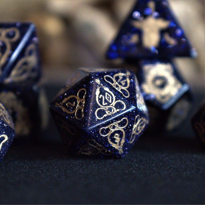 Serpent of Midgard Blue Sandstone Dice Set by Misty Mountain Gaming