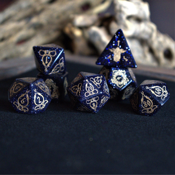 Serpent of Midgard Blue Sandstone Dice Set by Misty Mountain Gaming