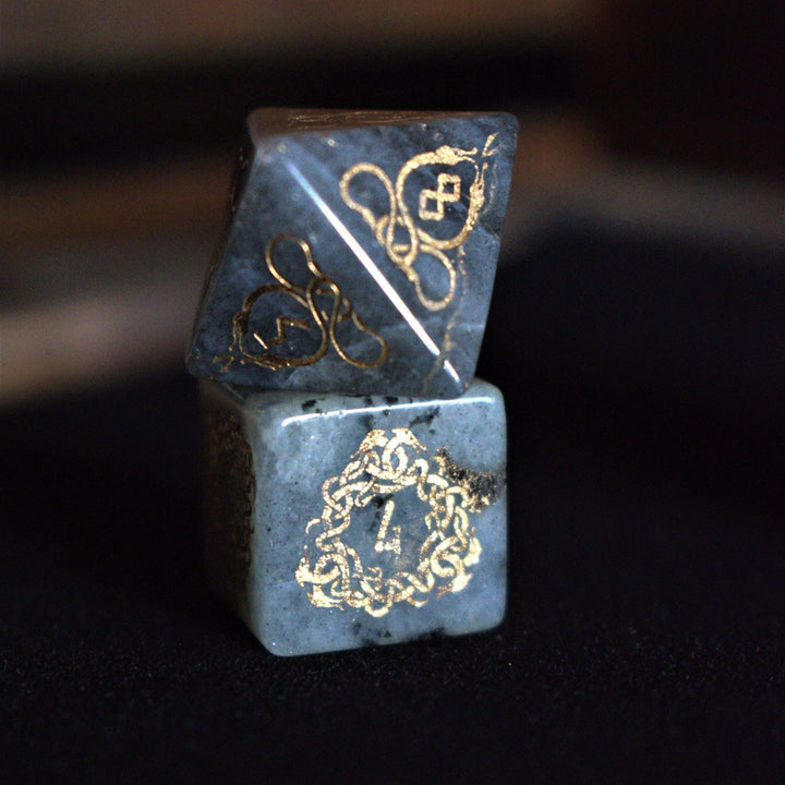 Serpent of Midgard Labradorite "Moonstone" Dice Set by Misty Mountain Gaming