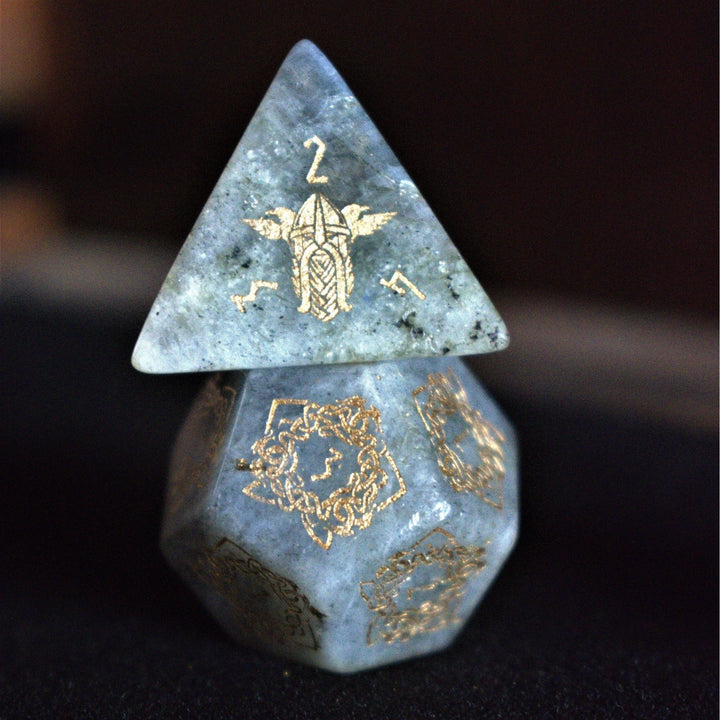 Serpent of Midgard Labradorite "Moonstone" Dice Set by Misty Mountain Gaming