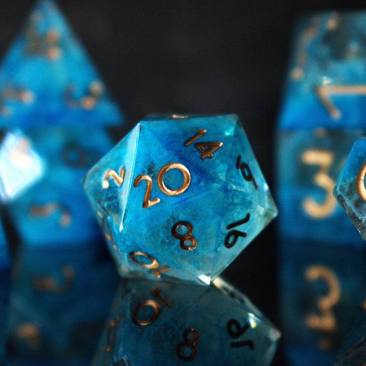 Shape of Water Sharp-Edged Resin Dice Set by Misty Mountain Gaming